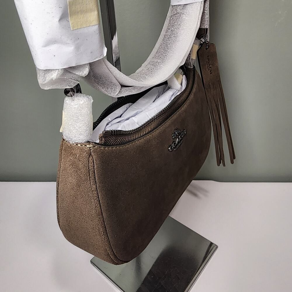 NWT Coach CCE42 Teri Mini Crossbody/Shoulder Bag In Suede Army Green - Picture 4 of 6
